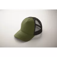   Sapca trucker cu 5 panouri, Everestus, 2601E14469, 21x16x11.5 cm, Bumbac, Verde militar