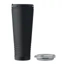Cana de voiaj, Everestus, 2610E18476, 700 ml, Ø10x25 cm, Otel inoxidabil, Negru