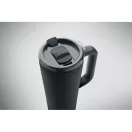 Cana de voiaj, Everestus, 2610E18476, 700 ml, Ø10x25 cm, Otel inoxidabil, Negru