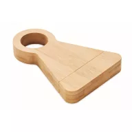   Suport sticla cu desfacator, Everestus, 2610E17955, 9.5x13.5x1.8 cm, Bambus, Natur