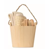   Set cadou pentru baie, Everestus, 2610E18538, 12.5x13x11.8 cm, Lemn, Poliester, Natur