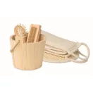 Set cadou pentru baie, Everestus, 2610E18538, 12.5x13x11.8 cm, Lemn, Poliester, Natur