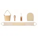 Set cadou pentru baie, Everestus, 2610E18538, 12.5x13x11.8 cm, Lemn, Poliester, Natur
