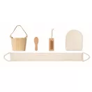 Set cadou pentru baie, Everestus, 2610E18538, 12.5x13x11.8 cm, Lemn, Poliester, Natur