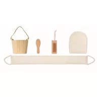   Set cadou pentru baie, Everestus, 2610E18538, 12.5x13x11.8 cm, Lemn, Poliester, Natur