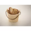 Set cadou pentru baie, Everestus, 2610E18538, 12.5x13x11.8 cm, Lemn, Poliester, Natur