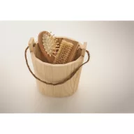   Set cadou pentru baie, Everestus, 2610E18538, 12.5x13x11.8 cm, Lemn, Poliester, Natur