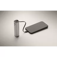   Powerbank Everestus, 2610E18002, 5000 mAh, 20 W, USB-A, USB-C, 2.8x2.8x18.5 cm, Aluminiu, Argintiu mat