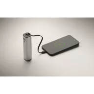   Powerbank Everestus, 2610E18002, 5000 mAh, 20 W, USB-A, USB-C, 2.8x2.8x18.5 cm, Aluminiu, Argintiu mat