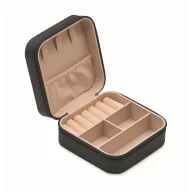  Cutie de bijuterii de calatorie, Everestus, 2610E18532, 9.7x9.7x4.7 cm, Poliuretan, Negru