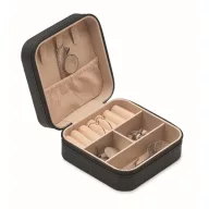   Cutie de bijuterii de calatorie, Everestus, 2610E18532, 9.7x9.7x4.7 cm, Poliuretan, Negru