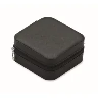   Cutie de bijuterii de calatorie, Everestus, 2610E18532, 9.7x9.7x4.7 cm, Poliuretan, Negru
