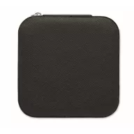  Cutie de bijuterii de calatorie, Everestus, 2610E18532, 9.7x9.7x4.7 cm, Poliuretan, Negru