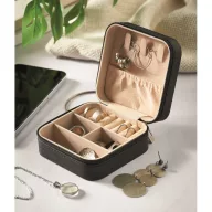   Cutie de bijuterii de calatorie, Everestus, 2610E18532, 9.7x9.7x4.7 cm, Poliuretan, Negru