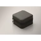 Cutie de bijuterii de calatorie, Everestus, 2610E18532, 9.7x9.7x4.7 cm, Poliuretan, Negru