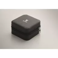   Cutie de bijuterii de calatorie, Everestus, 2610E18532, 9.7x9.7x4.7 cm, Poliuretan, Negru