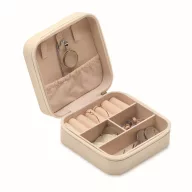   Cutie de bijuterii de calatorie, Everestus, 2610E18531, 9.7x9.7x4.7 cm, Poliuretan, Bej