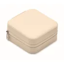 Cutie de bijuterii de calatorie, Everestus, 2610E18531, 9.7x9.7x4.7 cm, Poliuretan, Bej