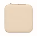 Cutie de bijuterii de calatorie, Everestus, 2610E18531, 9.7x9.7x4.7 cm, Poliuretan, Bej