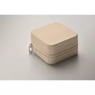  Cutie de bijuterii de calatorie, Everestus, 2610E18531, 9.7x9.7x4.7 cm, Poliuretan, Bej