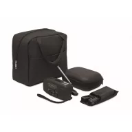   Kit mini trusa prim ajutor, unealta multifunctionala si radio de urgenta, Everestus, 2610E19392, 23x12x20 cm, Poliester, Negru