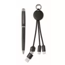 Set cadou pix, breloc si cablu de incarcare 2-in-1, Everestus, 2610E18942, 21.5x10x3 cm, ABS, Negru