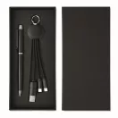 Set cadou pix, breloc si cablu de incarcare 2-in-1, Everestus, 2610E18942, 21.5x10x3 cm, ABS, Negru