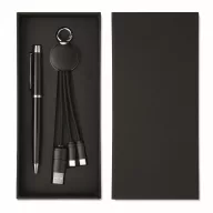   Set cadou pix, breloc si cablu de incarcare 2-in-1, Everestus, 2610E18942, 21.5x10x3 cm, ABS, Negru