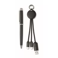   Set cadou pix, breloc si cablu de incarcare 2-in-1, Everestus, 2610E18942, 21.5x10x3 cm, ABS, Negru
