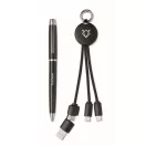 Set cadou pix, breloc si cablu de incarcare 2-in-1, Everestus, 2610E18942, 21.5x10x3 cm, ABS, Negru