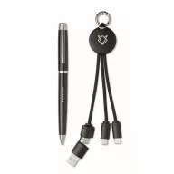   Set cadou pix, breloc si cablu de incarcare 2-in-1, Everestus, 2610E18942, 21.5x10x3 cm, ABS, Negru