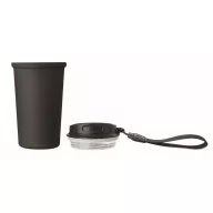   Cana de voiaj, Everestus, 2610E18505, 400 ml, Ø8.6x16 cm, Otel inoxidabil, Negru