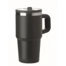 Sticla termos cu perete dublu, Everestus, 2610E19359, 500 ml, Cu pai, 13x17.5 cm, Otel inoxidabil, Negru