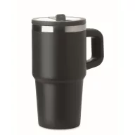   Sticla termos cu perete dublu, Everestus, 2610E19359, 500 ml, Cu pai, 13x17.5 cm, Otel inoxidabil, Negru
