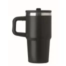 Sticla termos cu perete dublu, Everestus, 2610E19359, 500 ml, Cu pai, 13x17.5 cm, Otel inoxidabil, Negru