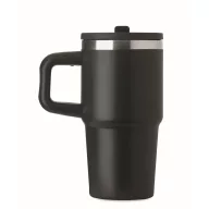   Sticla termos cu perete dublu, Everestus, 2610E19359, 500 ml, Cu pai, 13x17.5 cm, Otel inoxidabil, Negru