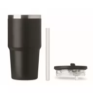   Sticla termos cu perete dublu, Everestus, 2610E19359, 500 ml, Cu pai, 13x17.5 cm, Otel inoxidabil, Negru