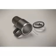   Sticla termos cu perete dublu, Everestus, 2610E19359, 500 ml, Cu pai, 13x17.5 cm, Otel inoxidabil, Negru