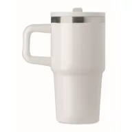   Sticla termos cu perete dublu, Everestus, 2610E19356, 500 ml, Cu pai, 13x17.5 cm, Otel inoxidabil, Alb