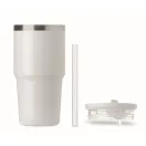 Sticla termos cu perete dublu, Everestus, 2610E19356, 500 ml, Cu pai, 13x17.5 cm, Otel inoxidabil, Alb