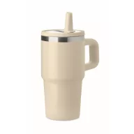   Sticla termos cu perete dublu, Everestus, 2610E19358, 500 ml, Cu pai, 13x17.5 cm, Otel inoxidabil, Bej