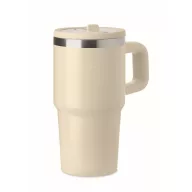   Sticla termos cu perete dublu, Everestus, 2610E19358, 500 ml, Cu pai, 13x17.5 cm, Otel inoxidabil, Bej