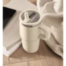Sticla termos cu perete dublu, Everestus, 2610E19358, 500 ml, Cu pai, 13x17.5 cm, Otel inoxidabil, Bej