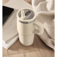   Sticla termos cu perete dublu, Everestus, 2610E19358, 500 ml, Cu pai, 13x17.5 cm, Otel inoxidabil, Bej