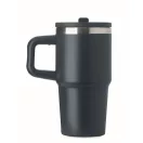 Sticla termos cu perete dublu, Everestus, 2610E19357, 500 ml, Cu pai, 13x17.5 cm, Otel inoxidabil, Albastru marin francez