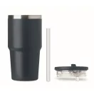 Sticla termos cu perete dublu, Everestus, 2610E19357, 500 ml, Cu pai, 13x17.5 cm, Otel inoxidabil, Albastru marin francez