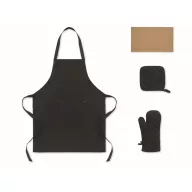   Set pentru bucatarie, Everestus, 2610E18081, Unisex, 20x4.5x34 cm, Bumbac, Negru