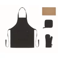   Set pentru bucatarie, Everestus, 2610E18081, Unisex, 20x4.5x34 cm, Bumbac, Negru