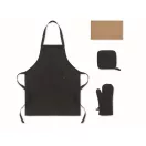 Set pentru bucatarie, Everestus, 2610E18081, Unisex, 20x4.5x34 cm, Bumbac, Negru