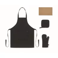   Set pentru bucatarie, Everestus, 2610E18081, Unisex, 20x4.5x34 cm, Bumbac, Negru